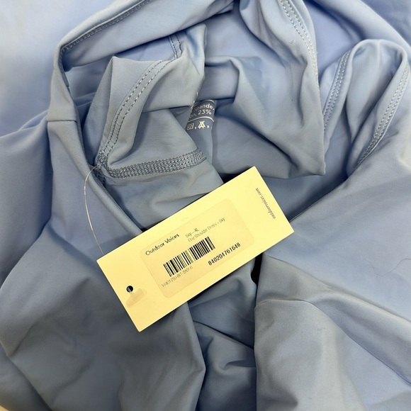 Outdoor Voices Exercise Dress One Shoulder Short Mini Shorts Sky Blue NWT New XL - Picture 5 of 7